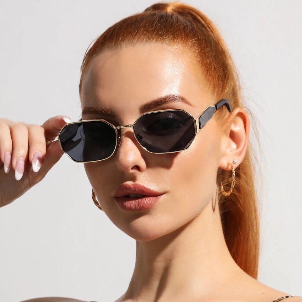 Small Frame Vintage Sunglasses Women Polygon Eyewear Women Glasses - Image 3